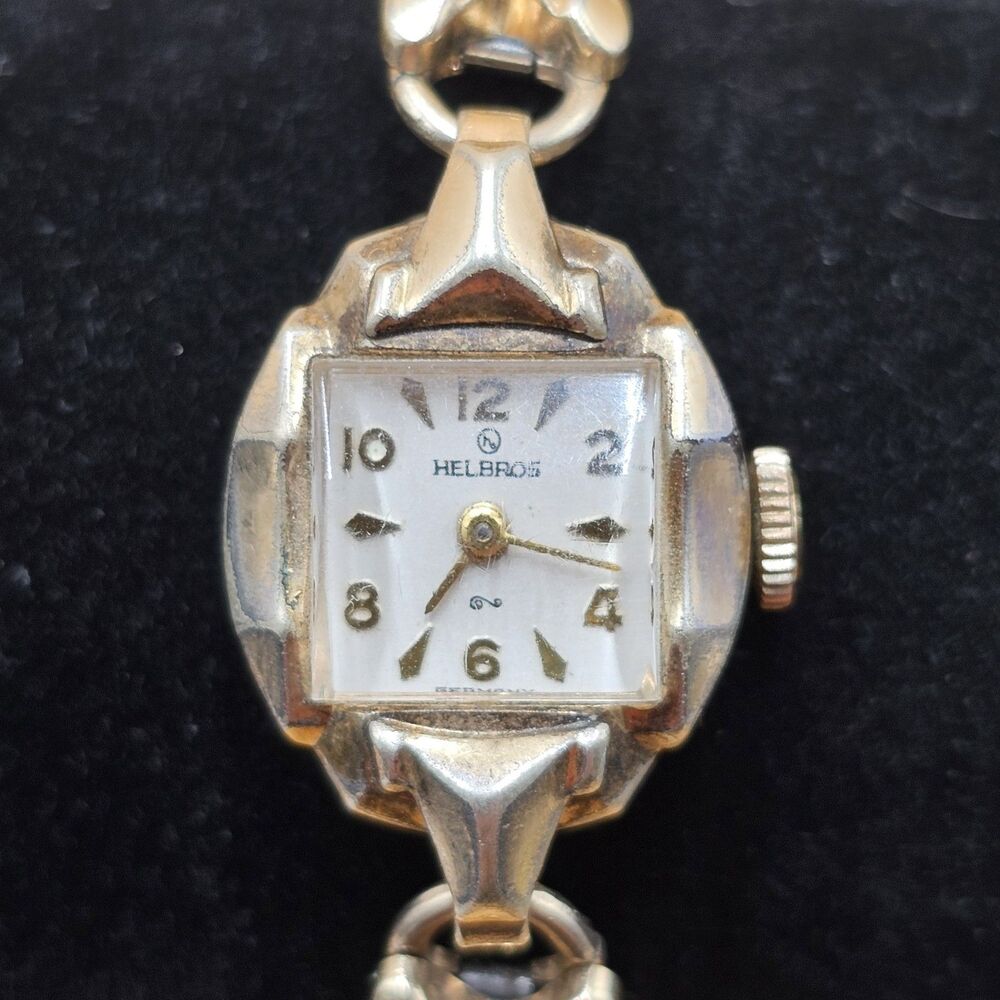 Vintage 17 Jewel Helbros 10K Gold RGP Womens Wrist Watch Germany Needs Repair